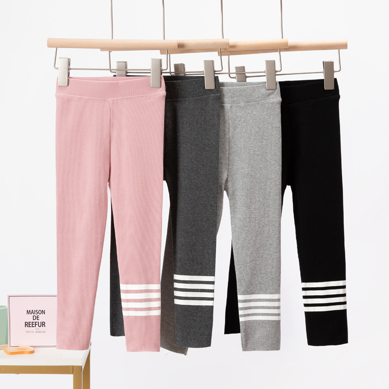 Leggings de rayas rosas para bebés y adolescentes, ropa de algodón de 4 a 18 años, estilo, lápiz infantil, pantalones ajustados