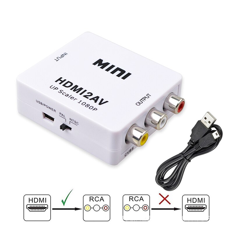 Mini hdmi-kompatibel til vga adapter  hd2 vga  av2hd med lydkonverter digital analog av/cvbs l/r audio 1080p til pc bærbar hdtv: Hd til av