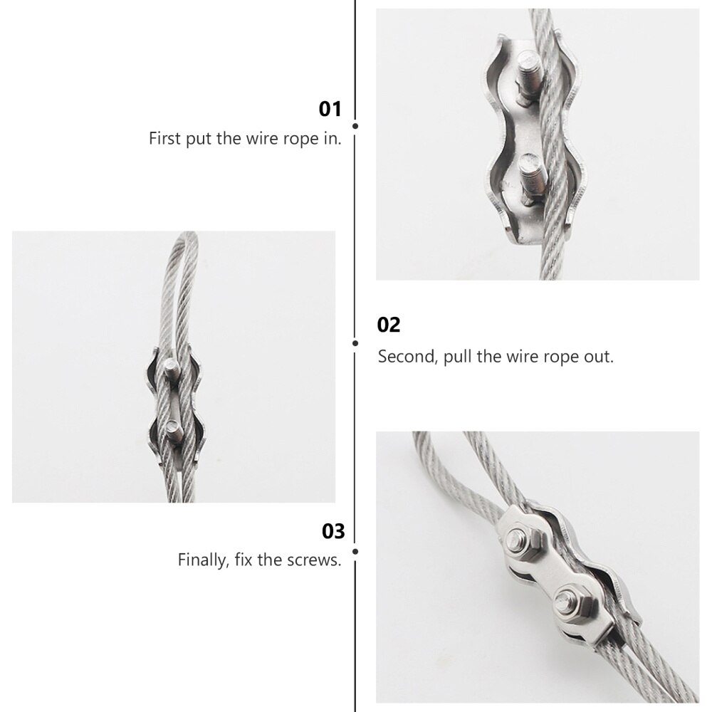 10 Pcs Rope Connector Duplex Wires Splicer Stainless Wire Rope Clip Cable Clamp