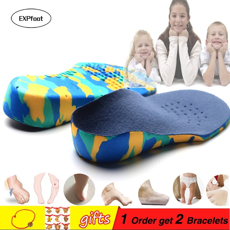 Semelles orthopédiques 3D à talon profond pieds plats pour enfants et enfants semelle de soutien de l'arc pour O/x-legs chaussures orthopédiques soin des pieds