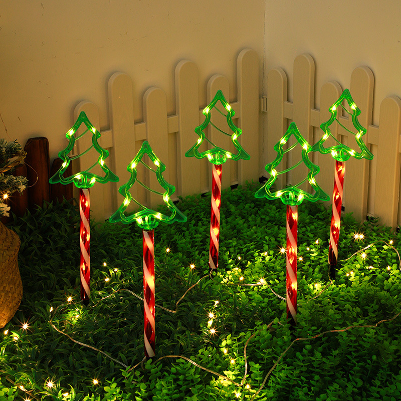 Luces de enchufe Solar para árbol de Navidad, decoración de jardín de Año , luz de ambiente festivo, luces de césped, decoración de entrada, 5 uds.