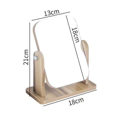 Espejo de tocador para maquillaje, espejo con aumento de poros y espinillas, espejo decorativo de madera, espejo de maquillaje sencillo, giratorio: Small