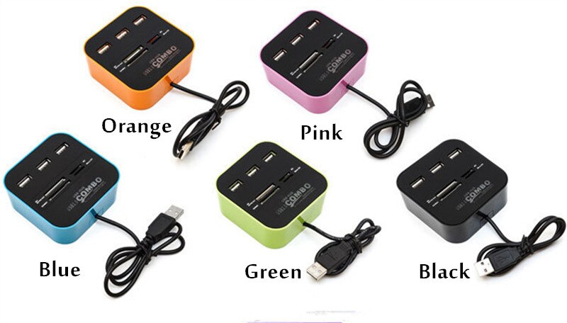 All In One USB COMBO 3 Port Usb Hub 2.0 HUB+multi USB Card Reader for SD/MMC/M2/MS/MP Micro SD