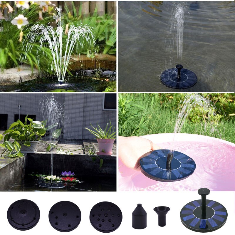 MINI Solar Fountain Round Solar Panel Floating Water Fountain For Garden Home Decor Pond Pool Watering Pump