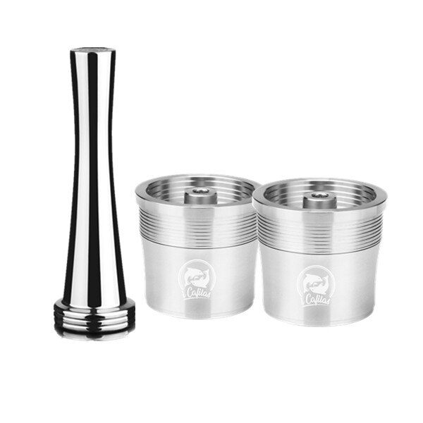 Stainless Steel Reusable Coffee Filter Tamper Set Refillable Capsules Cup Pod Tamper For ILLY X9 X8 X7.1 Y5 Y3 Y1.1 Machine: 2 capsule 1tamper