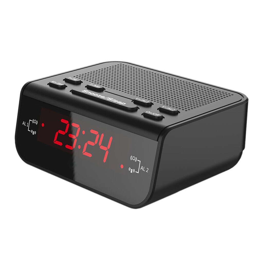 LED Red Time Display Digital Alarm Clock Radio FM Frequency Snooze Sleep Timer