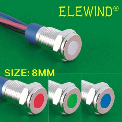 Elewind 8mm metal  ip67 forseglet rgb led indikator/pilot lampe