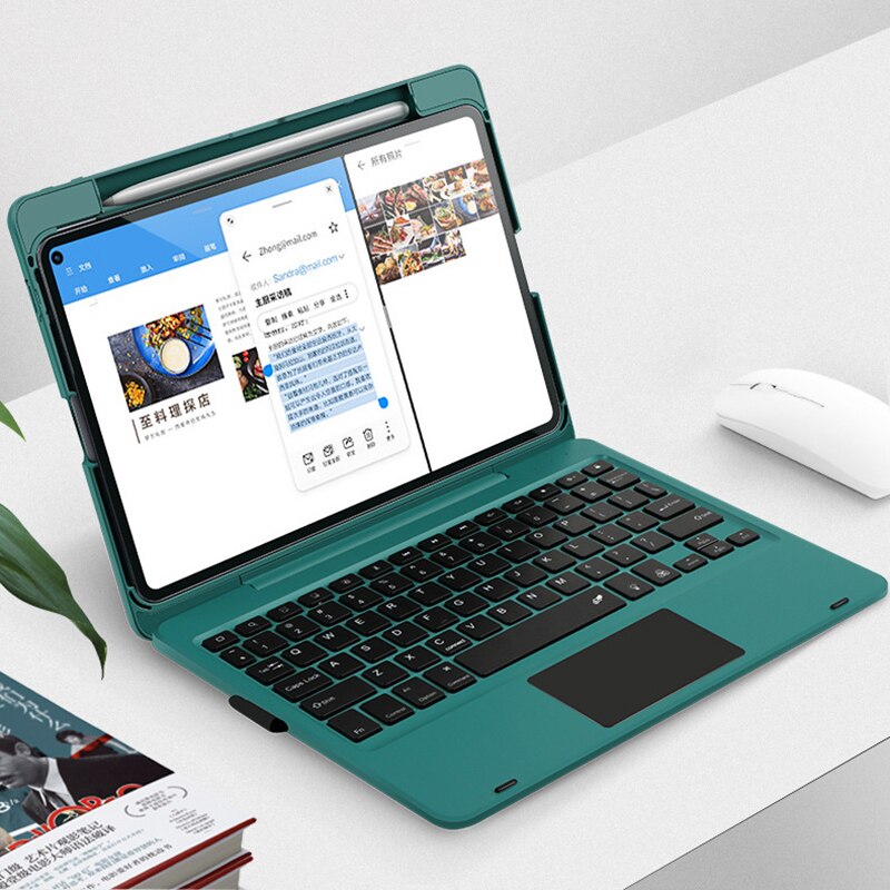 snu-deksel med tastatur til huawei matepad pro 10.8 -tommers bluetooth-tastatur med berøringspute smart deksel til huawei 10.8 -tommers etui