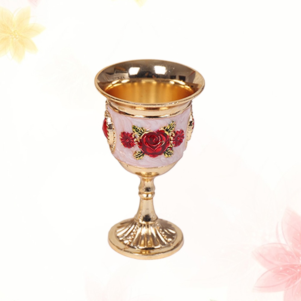 Perle indlæg stil zink legering bæger vin bæger udskåret hvid spiritus glas stilk-cup stilk til hjemmebar fest (sølv, random flo
