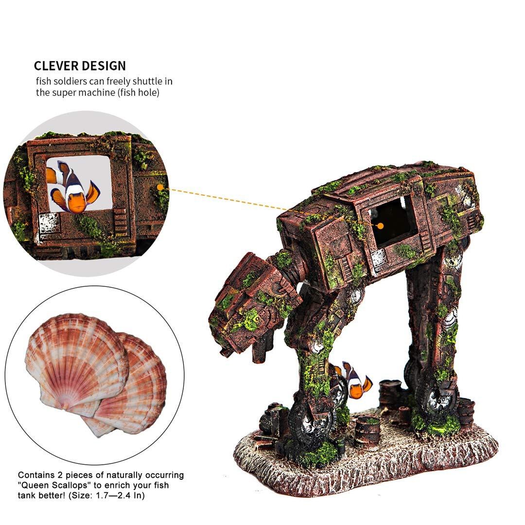 Accesorios para peceras Betta, cueva de peces, decoración de Acuario, adornos temáticos, Robot, perro