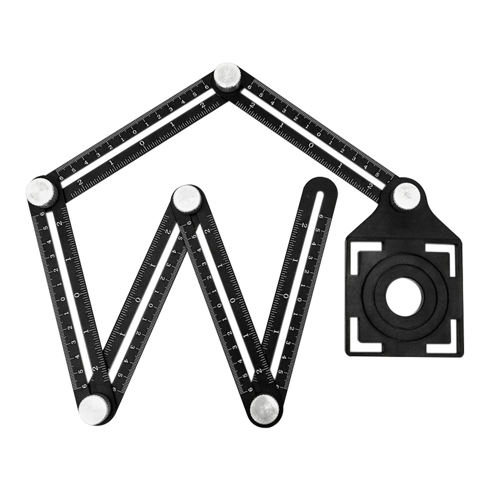 6-Fold Ruler Multi Angle Adjustable Tile Hole Locator 6-sides Template Tool Protractors Drill Guide Tile Hole Measuring Ruler