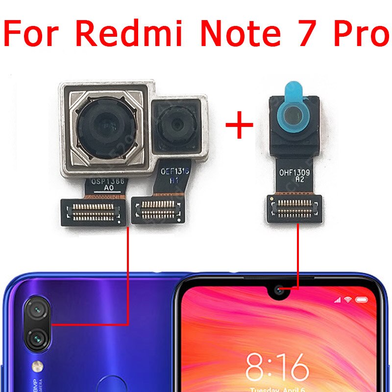 Original Front Back Camera For Xiaomi Redmi Note 7 6 Pro Rear Frontal Selfie Backside Camera Module Flex Replacement Spare Parts: Note7 Pro Back Front