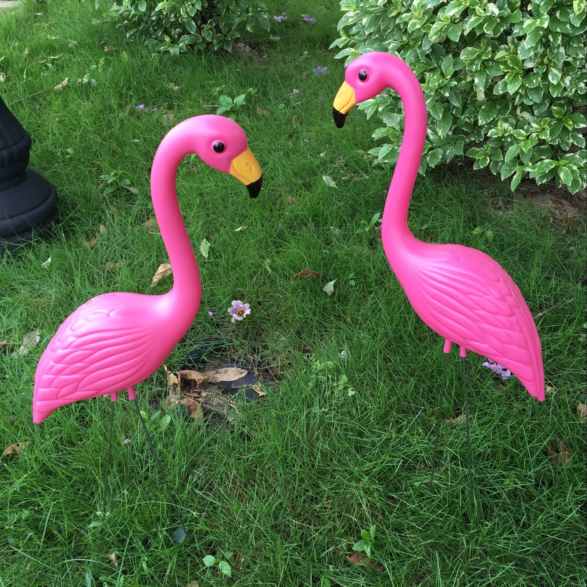 2Pcs/set Artificial Paunchy Flamingos Plastic Yard Lawn Art Stakes Simulated Flamingo With Belly Garden Ornaments