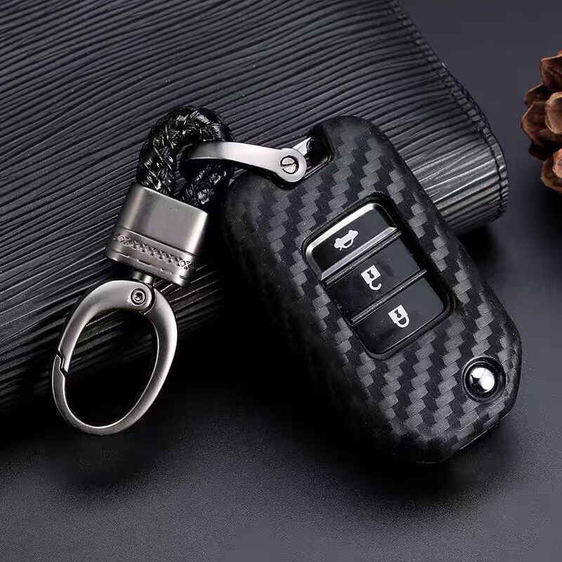 Funda de fibra de carbono para llave de coche, accesorios de llavero para Honda CRV Pilot Accord Civic City Vezel