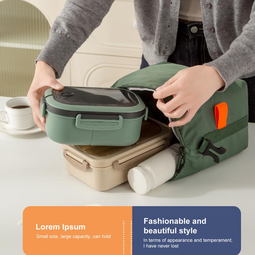 Lunch Box Bag Zipper Closure Large Capacity Waterproof Lunch Carrier Easy to Clean Portable Bento Bag Insulation Pouch