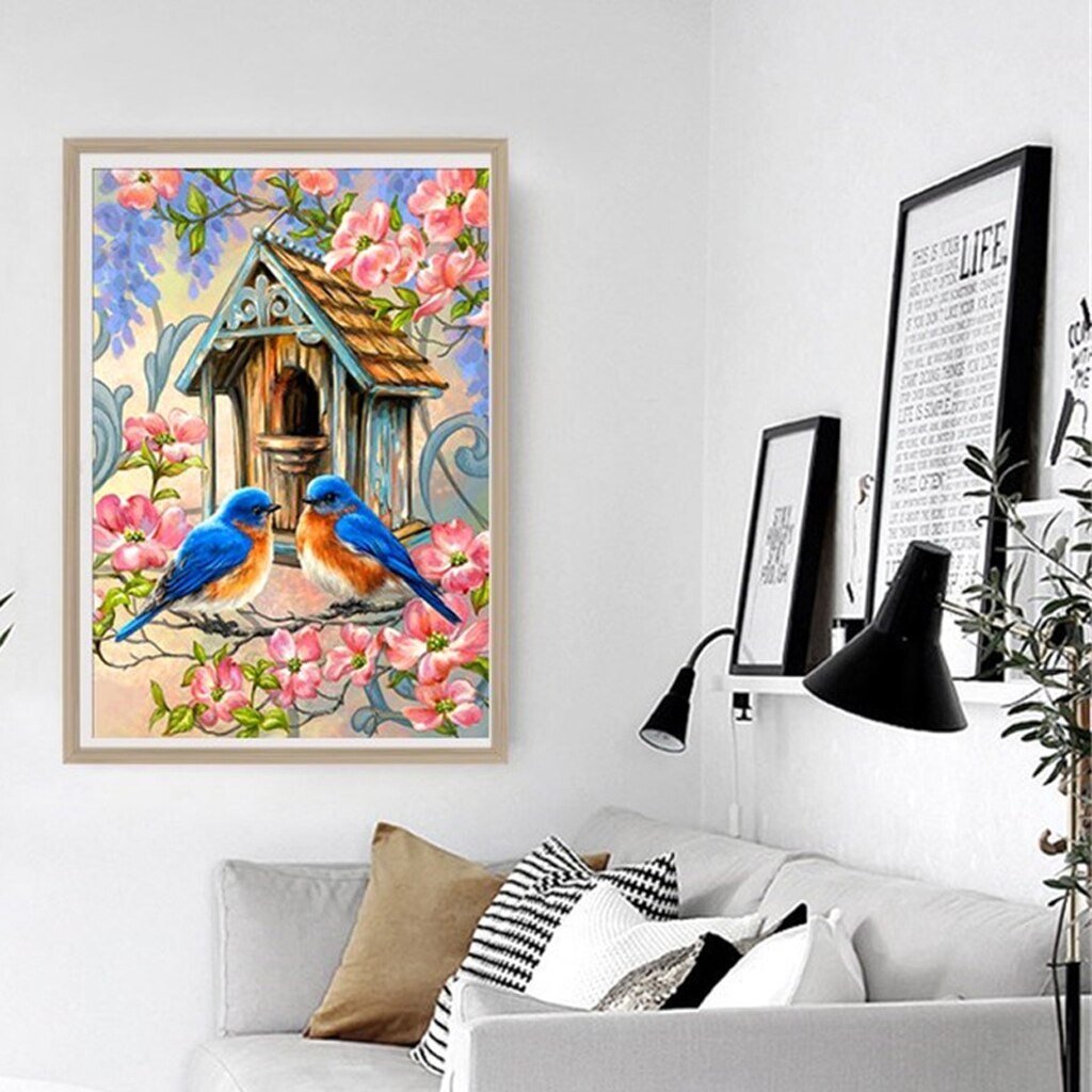 Full Drill DIY Crystal Diamond Painting Landscape Pictures Cross Stitch Kits: Magpie