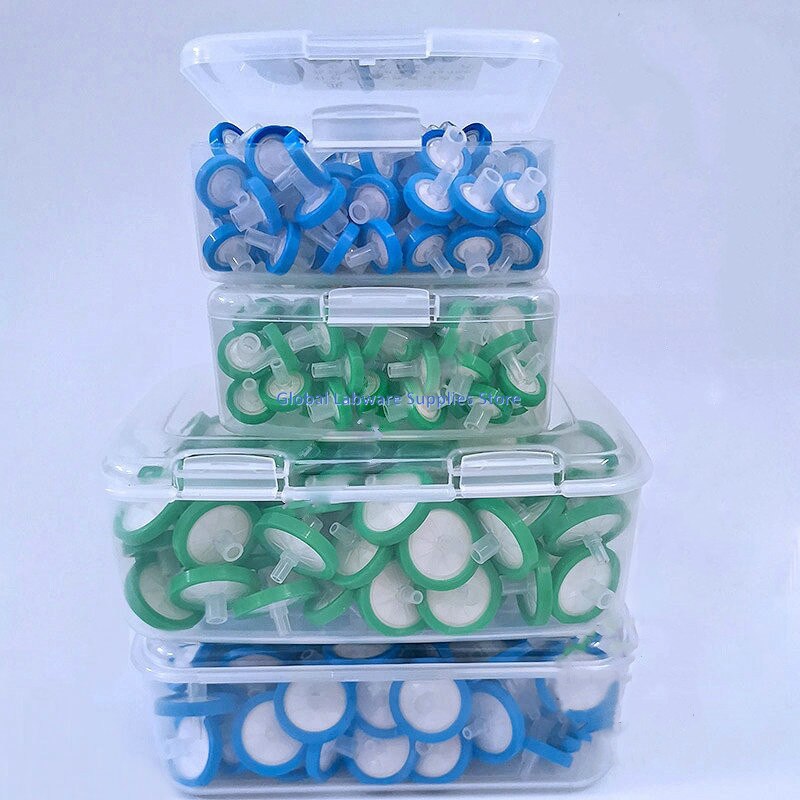 Filtro de membrana microporosa para laboratorio, filtro de aguja de 100/0.45um micrones, acetato de celulosa/fibra de vidrio, 13/25mm, 0,22 unids/caja
