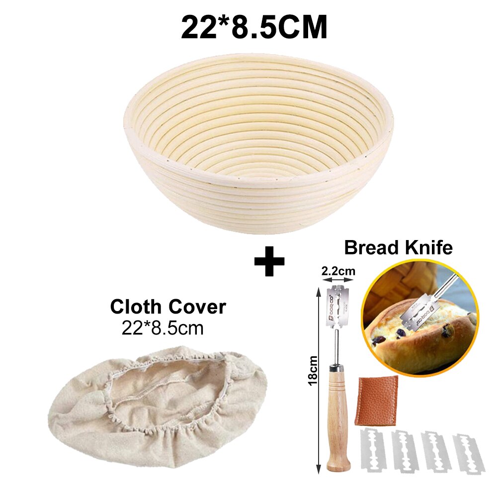 Rattan Banneton Bread Proofing Proving Baskets Set Round /Oval Natural Rattan Fermentation Basket Dough Wicker Rattan DIY Tool: 22X8.5CM Set A