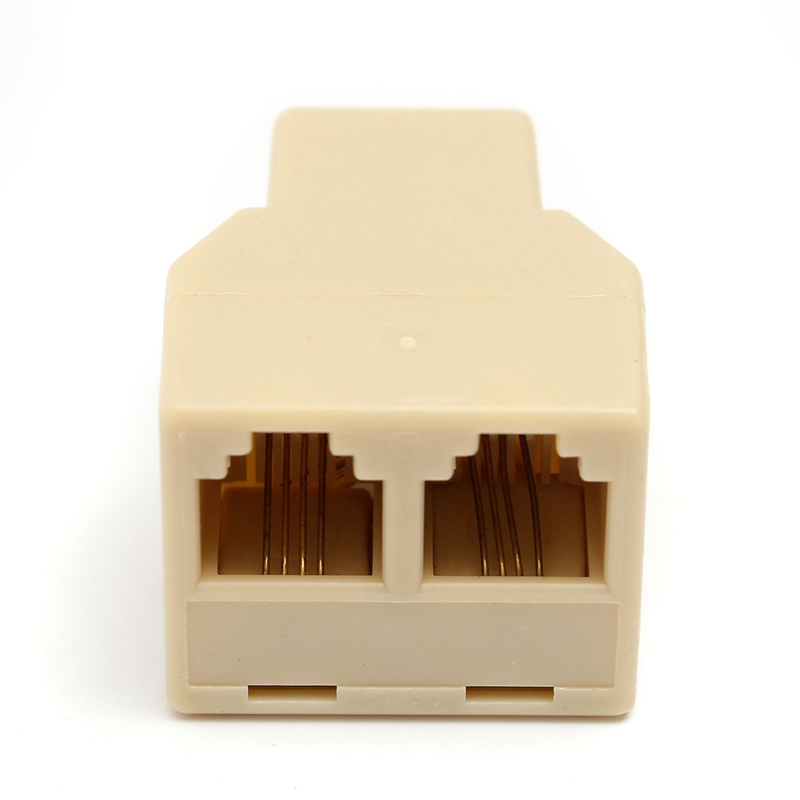 1 to 2 hun  rj11 telefon telefonstik line y splitter adapter stik beige best