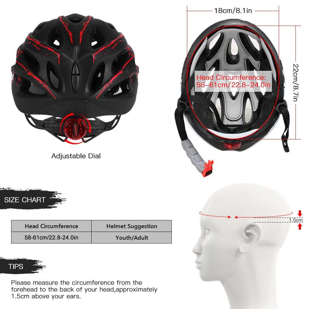 Lixada Bike Cycling Helmet with Detachable Magnetic Goggles LED Light Mountain Road Bicycle Helmets Safety Protective Helmet
