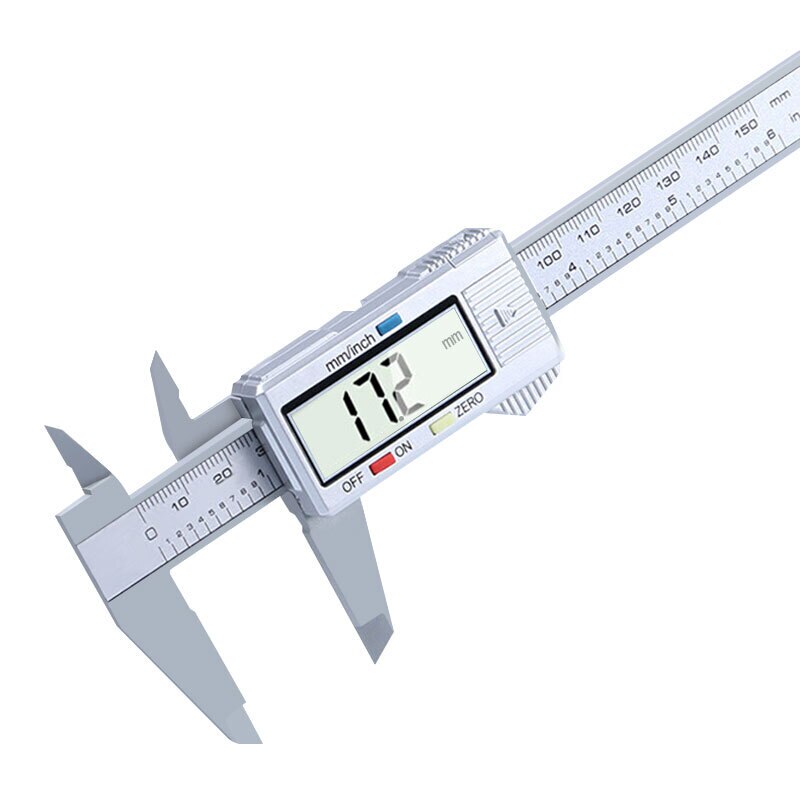 Calibrador Vernier de 0 a 150mm, herramienta de medición de 6 pulgadas, Micrómetro de regla de fibra de carbono electrónica Digital LCD de plástico