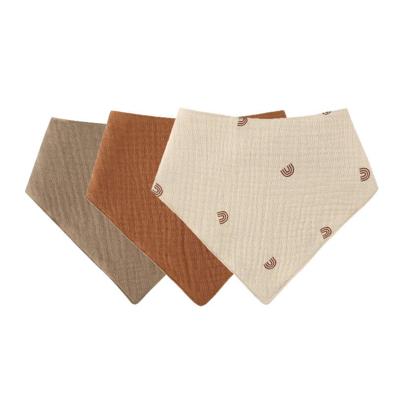 3Pcs Baby Bibs Cotton Newborn Snap Button Soft Triangle Saliva Towel Burp Cloth D5QA: 3
