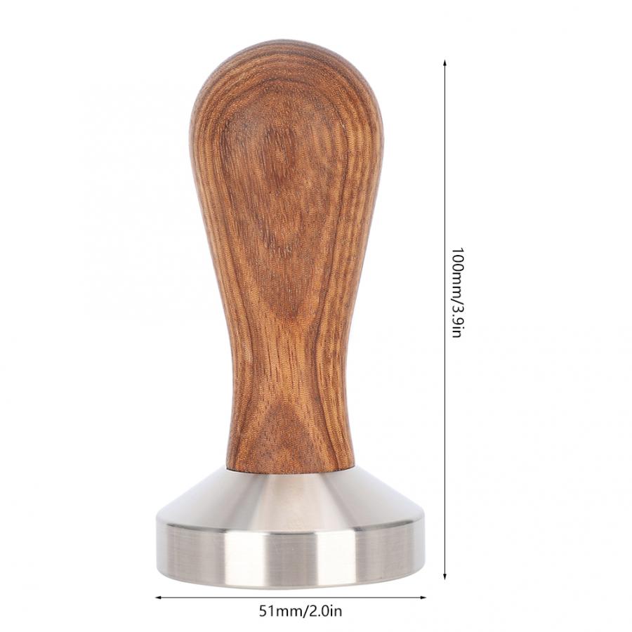 51mm Stainless Steel Wood Handle Coffee Tamper Coffee Powder Pressing Tamping Tool for Home Use