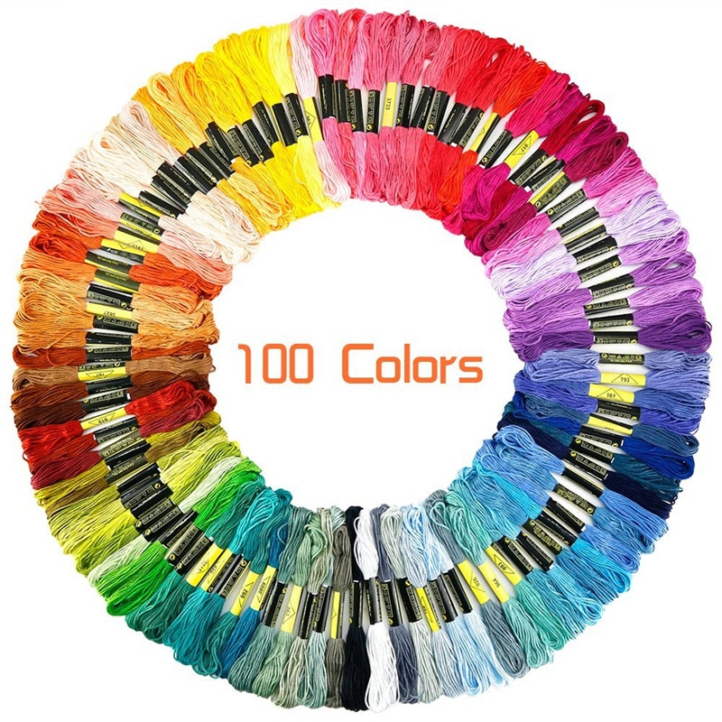 100 verschillende kleur kruissteek lijn borduurgaren handmatige DIY kruissteek bedrading gevlochten kleur katoenen draad