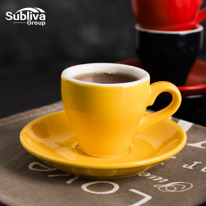 80ml high-grade ceramic coffee cups Coffee cup set Simple European style Mug Cappuccino flower cups Latte