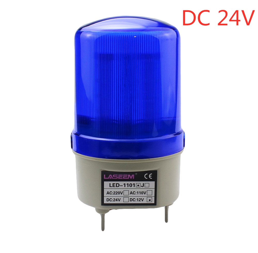 LED-1101J Rotary warning light sound light alarm led explosion warning light alarm flashing light 12V 24V 110V 220V: Blue 24V