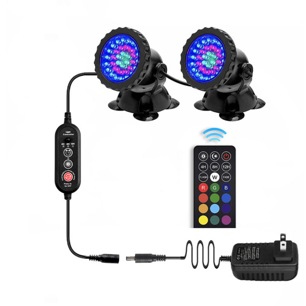 36LEDs RGB Underwater Spotlight 12V IP68 Waterproof Fountain Fish Tank Swimming Pool Pond Aquarium Garden Lamps