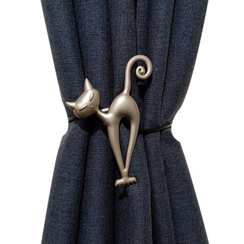 Cortina fuerte en forma de gato, bandas de sujeción para cortinas, varillas, accesorios, anillo