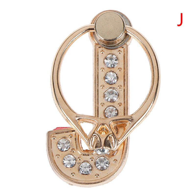 1pc 360 Degree Diamond Metal Letter A-Z Finger Ring Smartphone Stand Holder Mobile Phone Holder For All Phone: J