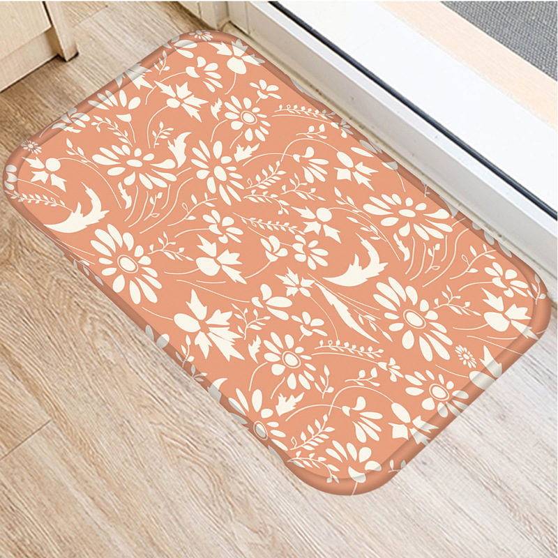1 st 40*60cm rand blomma prickar mönster halkskyddande mocka matta dörrmatta dörrmatta utekök vardagsrum golvmatta matta 48287: 2dd-48287-010