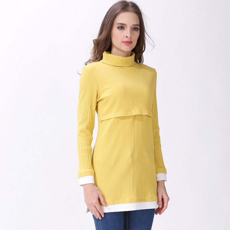 Emotie Moeders Coltrui Moederschap Kleding Verpleging Borstvoeding Tops Kleding Voor Zwangere Vrouwen Lange Mouw Moederschap T-shirts