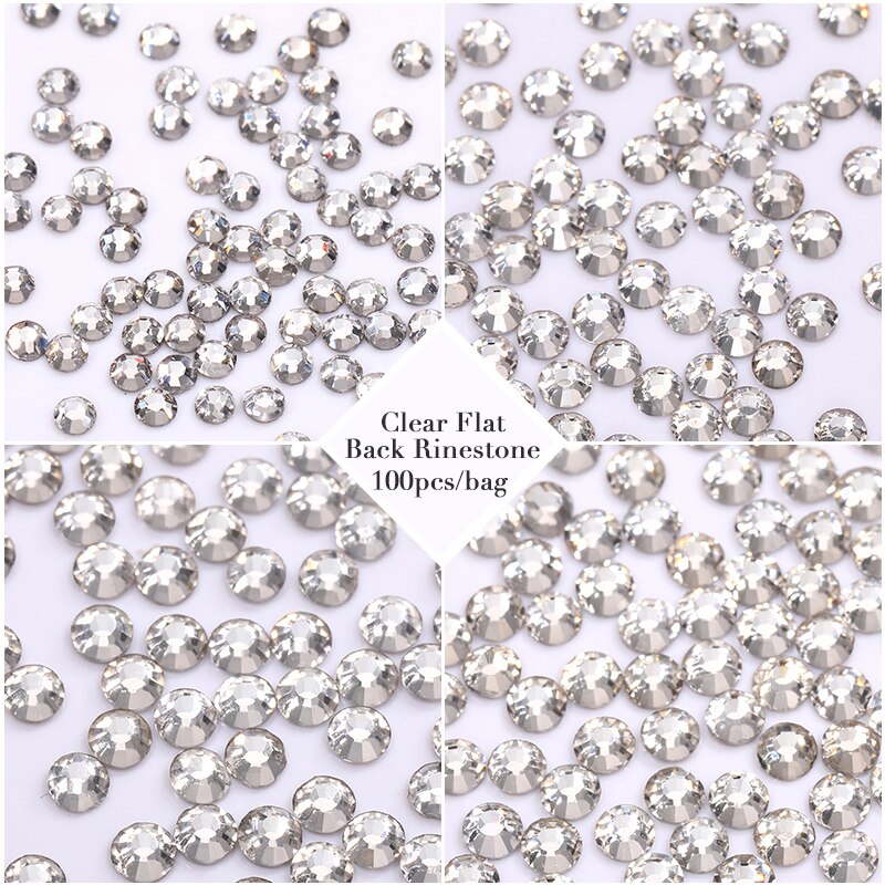 100PCS/Bag Crystals Clear Sharp Flat Back AB Glass Rhinestones Glittering Rhinestone Nails Art Decoration DIY Accessories