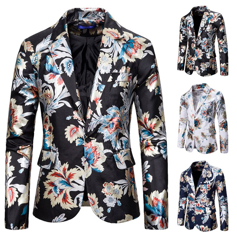 Men&#39;s white high-end one-button suit color bronzing printing suit dress costume/ blazer jacket men / 2022 man blazer