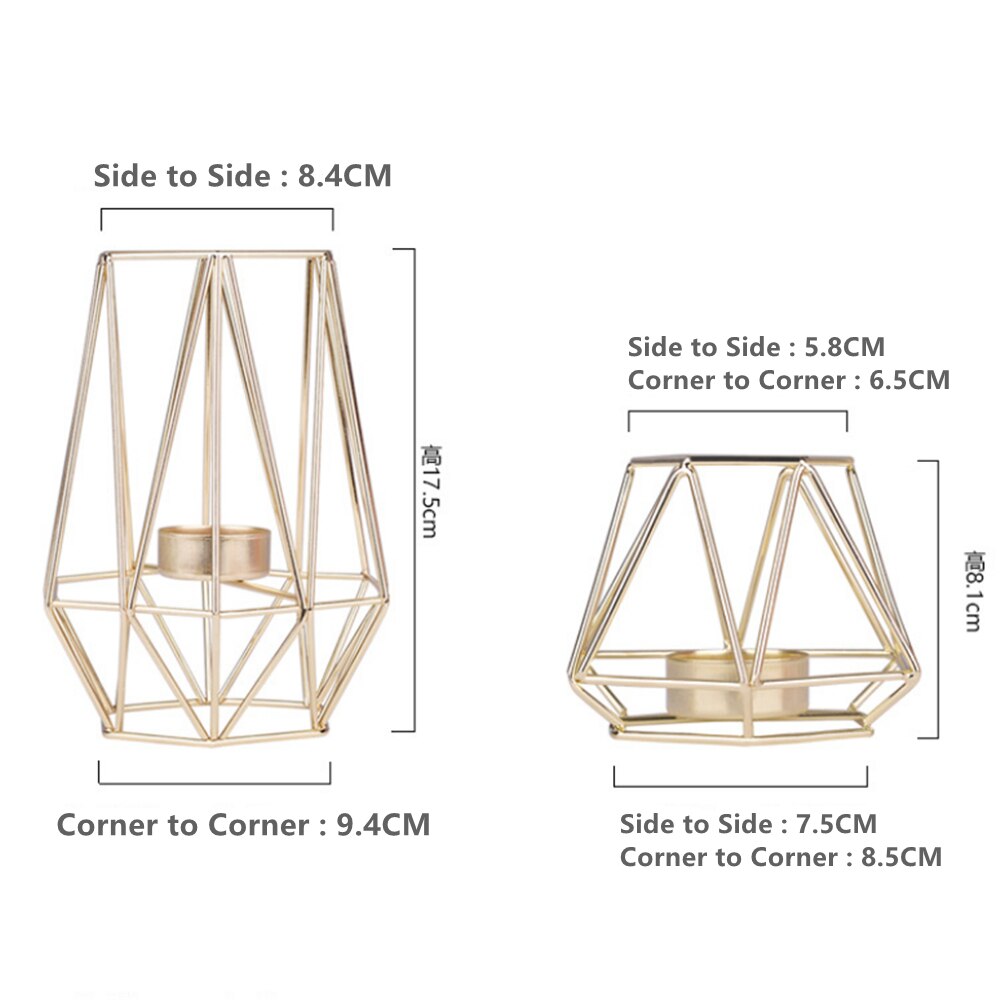 Nordic Metal Candle Holder Golden Hexagon Candlestick Diner Table Candelabra Romantic Candle Stand for Home Hotel Decoration