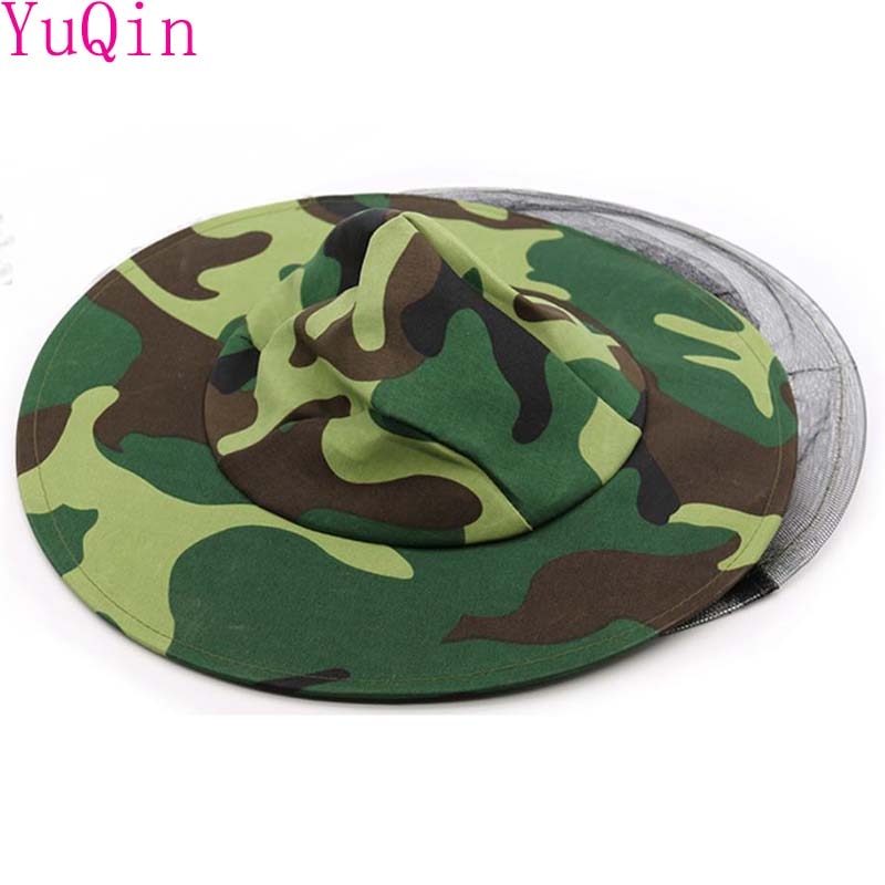 6 stuks/partij camouflage imkers bijenhoed sluier anti-muggen jungle hoed buiten zonnehoed voor veldactiviteiten