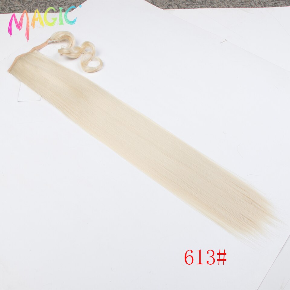 Magic Synthetische Lange Rechte Paardenstaart Haar 32 Inch Wrap Around Clip In Paardenstaart Haar Hittebestendige Staart Synthetische Extensions