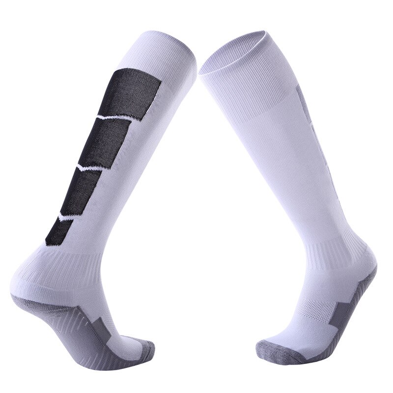 Men Women Non-slip Over Knee Football Socks Thick Towel Soccer Stockings Sweat-absorbent Wear-resistant Sports Socks SKJ035: White