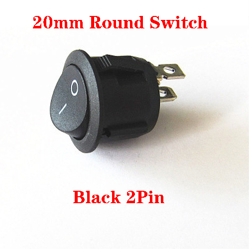 20Pcs 20mm ON-OFF Round Rocker Toggle Switch 6A/250VAC 10A 125VAC 2 Pin Plastic Push Button Switch Red Black White