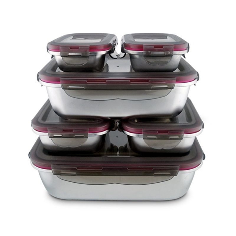 4 Size Leak-Proof Bento Box Stainless Steel Bento Lunch Box Portable Food Box for Students Freshness Preservation Lunch Box