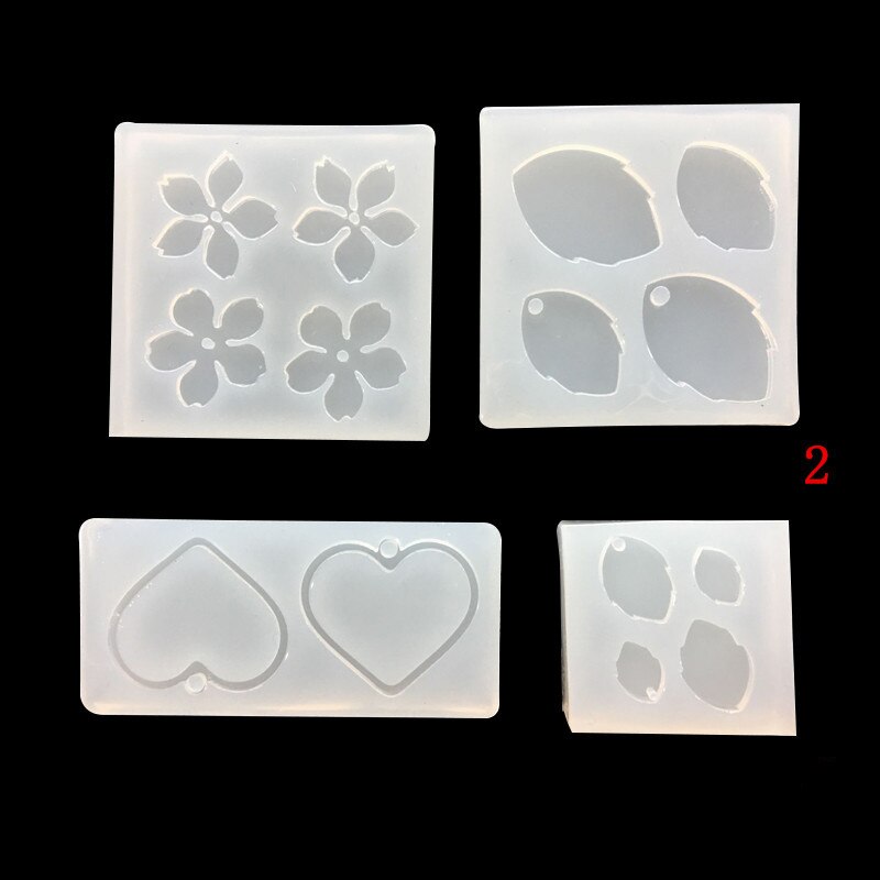 1 pièces UV résine bijoux Silicone liquide moule fleurs & feuille & coeur résine charmes moules pour bijoux à bricoler soi-même faisant des moules: 2