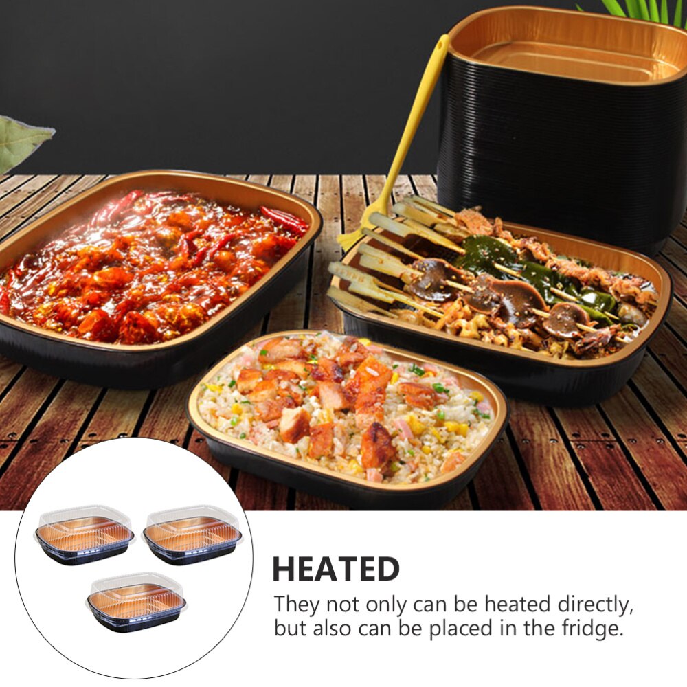 3 Sets Japanese Food High-end Disposable Plate (770ml+Transparent Lid)