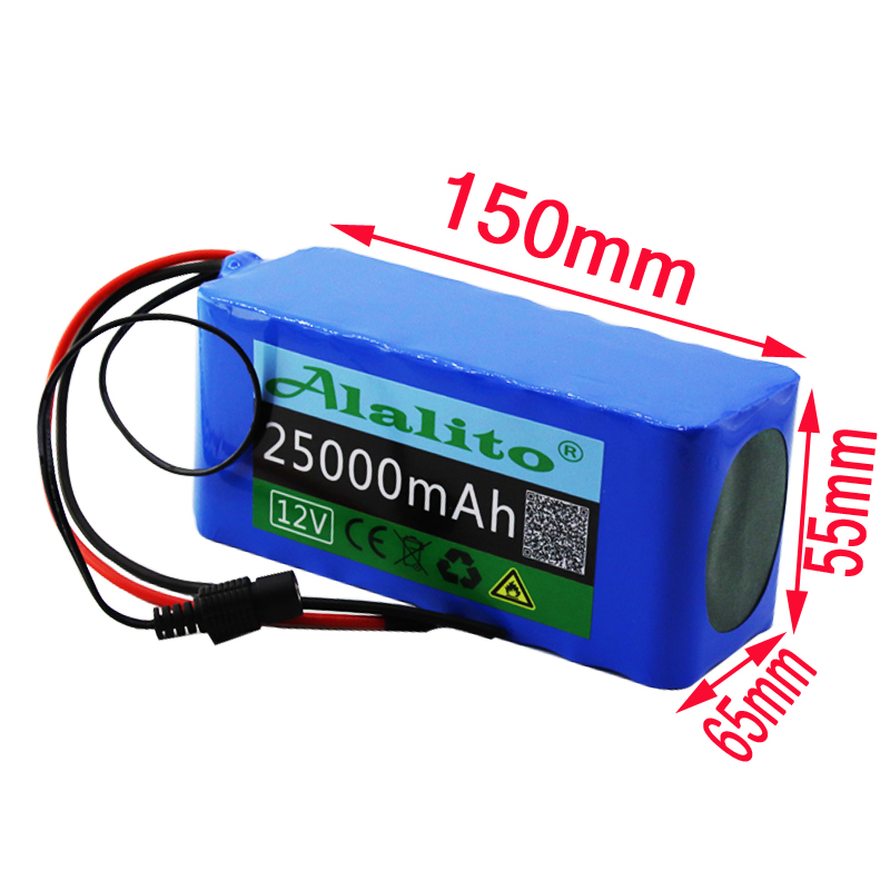 original 18650 12V Battery pack Large capacity 12v 25ah 18650 lithium battery protection board 12v 25000mAh capacity+Charger