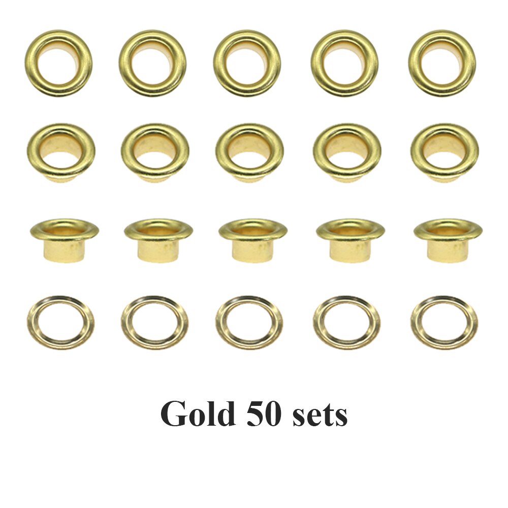 Special offer 50/100sets/pack(Outer diameter)9.5mm(internal )5mm price silver eyelets for bags: Gold 50 sets