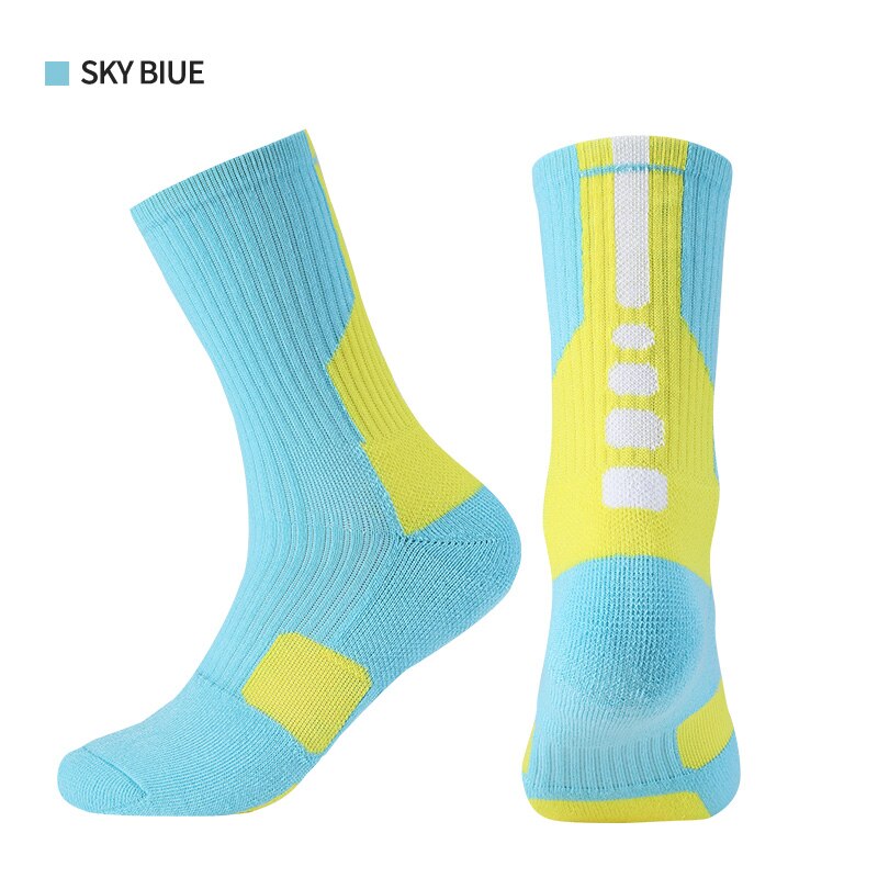 Professionele Sport Basketbal Sokken Voor Running Comfortabele Ademend Thicknon-Slip Elastische En Niet-Fading: Sky blue