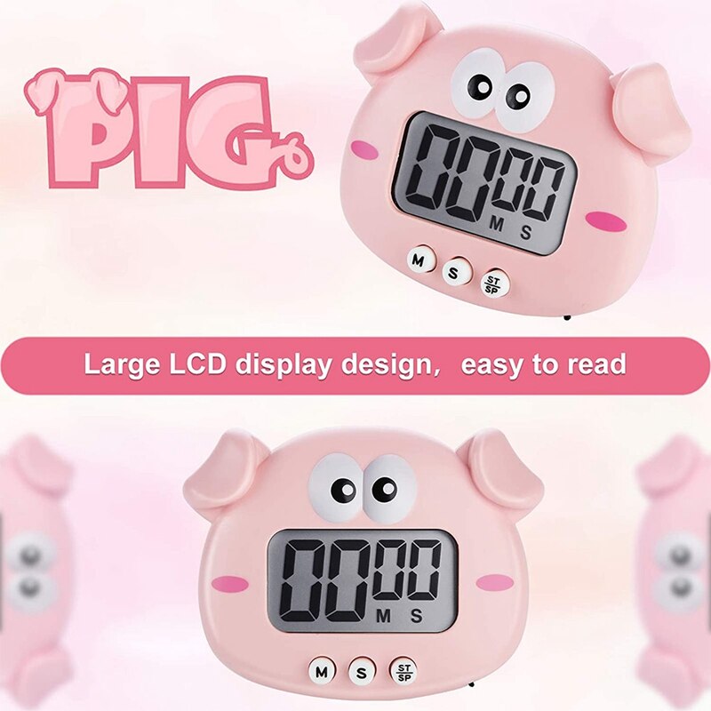 2 Pieces Kitchen Timer Animal Digital Countdown Timer Magnetic Timers LCD Display Timer for Cooking Kids