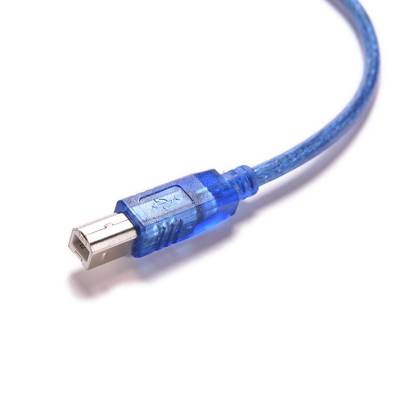 Blue 30cm USB 2.0 Printer Cable Type A Male to Type B Male Dual Shielding High Speed Transparent